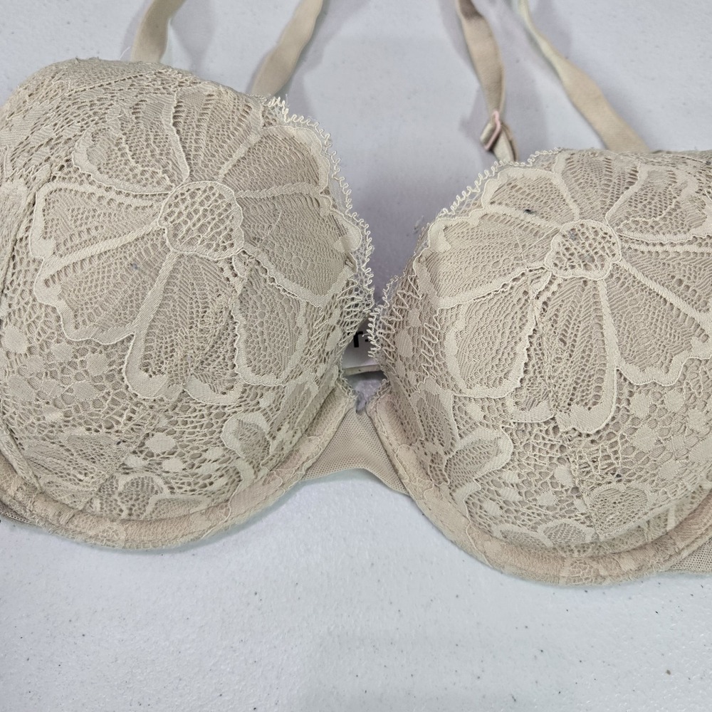 Victoria's Secret Women Bra 34D Beige Lined Demi Floral Underwired Lace‎ - Picture 6 of 11